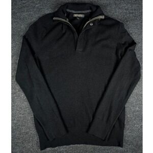 Banana Republic Men's Black Quarter Zip Sweater Italian Yarn Office Layer Size M